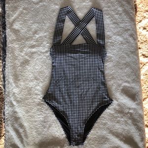 Black and white one piece swimsuit